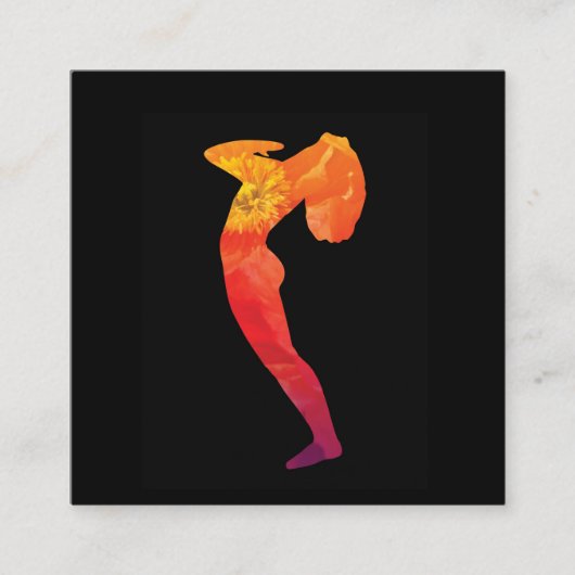 Vrouw die Yoga Pose oefent |  Vierkante Visitekaartje (Voorkant)