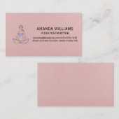 Vrouw die Yoga Pose | Roze lederen textiel Visitekaartje (Voorkant / Achterkant)