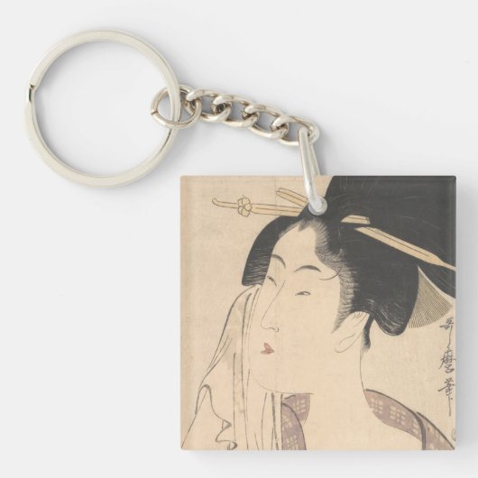 Vrouw die zich na haar dood terugtrekt sleutelhanger (Voorkant)