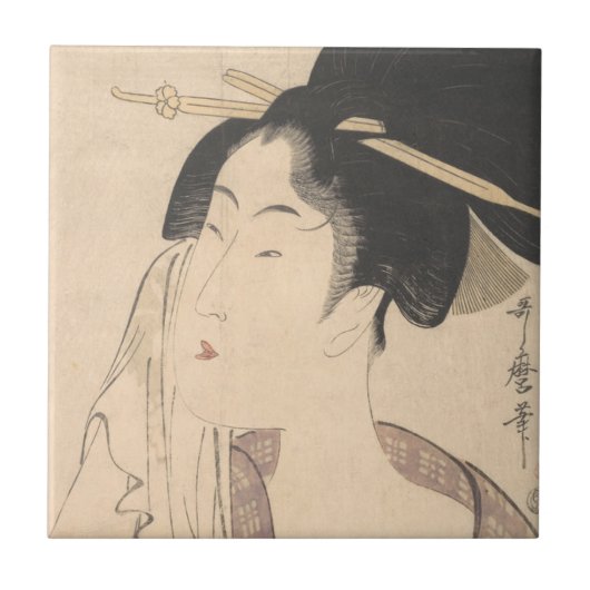 Vrouw die zich na haar dood terugtrekt tegeltje (Voorkant)