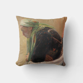 Vrouw Diep in gedachte (door Oleksa Novakivskiy) Kussen