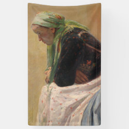 Vrouw Diep in gedachte (door Oleksa Novakivskiy) Spandoek