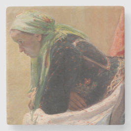 Vrouw Diep in gedachte (door Oleksa Novakivskiy) Stenen Onderzetter