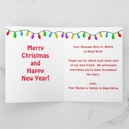 Vrouw Dierenarts Kerst Kaart GEPERSONALISEERD (Binnen)