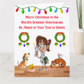 Vrouw Dierenarts Kerst Kaart GEPERSONALISEERD (Voorkant)
