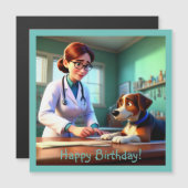 Vrouw Dierenarts Magnetische Verjaardag Kaart (Voorkant / Achterkant)