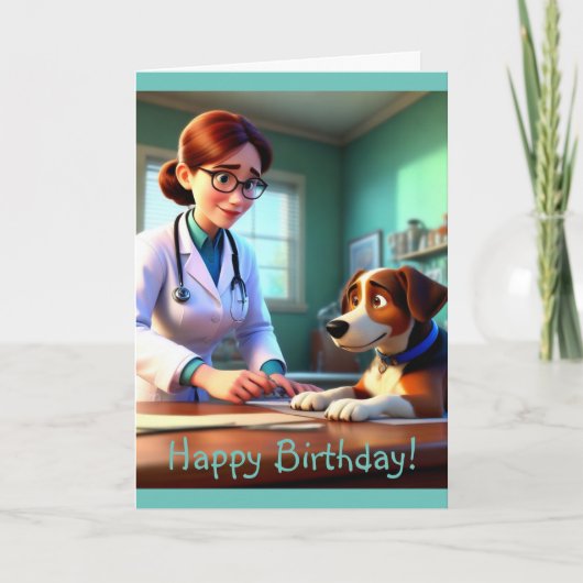 Vrouw Dierenarts Verjaardag Kaart (Voorkant)