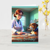 Vrouw Dierenarts Verjaardag Kaart (Gele Bloem)