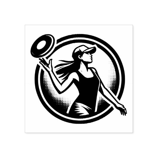 Vrouw Disc Golfer Rubberstempel (Afrduk)