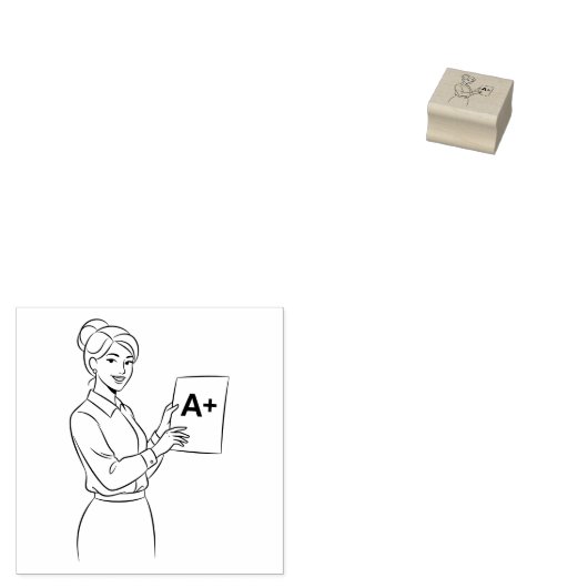 Vrouw Docenten Grading A+ Rubberstempel (Gestempeld)