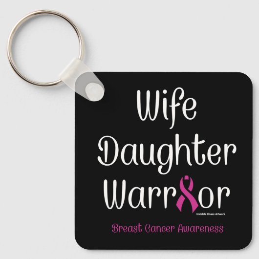 Vrouw Dochter Krijger...Borstkanker Sleutelhanger (Voorkant)