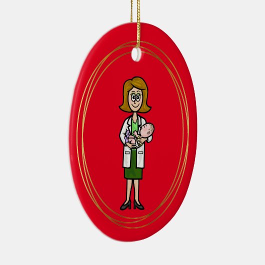 Vrouw Doctor Holding Baby kerstversiering Keramisch Ornament (Rechts)