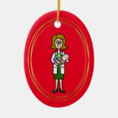 Vrouw Doctor Holding Baby kerstversiering Keramisch Ornament (Voorkant)