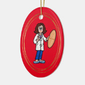 Vrouw Doctor met Big Pill Ornament (Links)