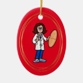 Vrouw Doctor met Big Pill Ornament (Voorkant)
