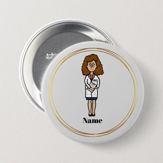 Vrouw Doctor Naam Button (Voorkant /achterkant)