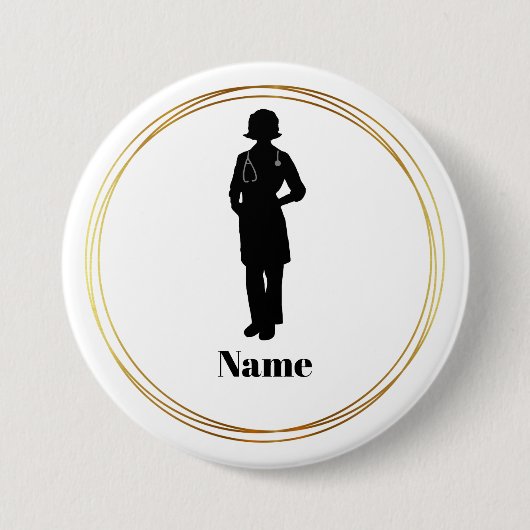 Vrouw Doctor Silhouette Name Button #2 (Voorkant)