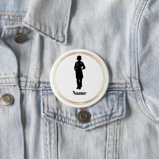 Vrouw Doctor Silhouette Name Button #2 (In situ)