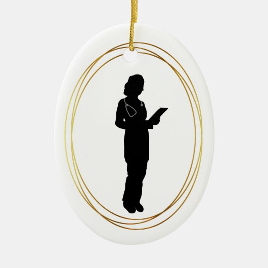 Vrouw Doctor Silhouette Personaliseer Ornament (Voorkant)