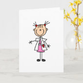 Vrouw Doctor Stick Figuur Kaart (Gele Bloem)