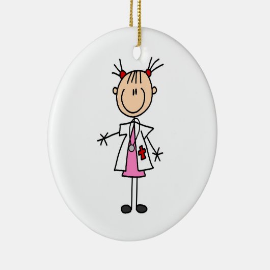 Vrouw Doctor Stick Figuur Keramisch Ornament (Rechts)