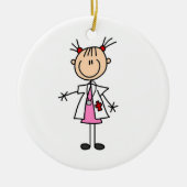 Vrouw Doctor Stick Figuur Keramisch Ornament (Voorkant)