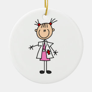 Vrouw Doctor Stick Figuur Keramisch Ornament