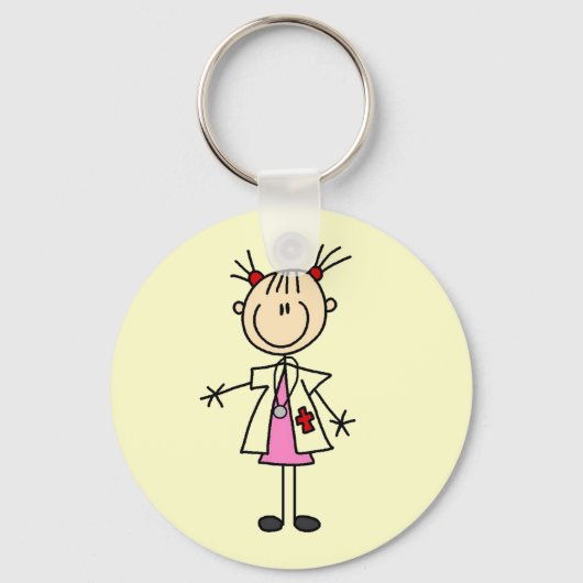 Vrouw Doctor Stick Figuur Sleutelhanger (Voorkant)