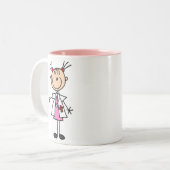 Vrouw Doctor Stick Figuur Tweekleurige Koffiemok (Voorkant links)