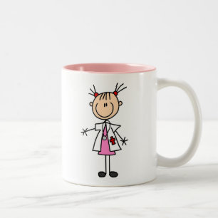 Vrouw Doctor Stick Figuur Tweekleurige Koffiemok