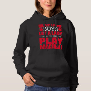 Vrouw DodgeBall Speler Verplaatsen Over Jongens Sp Hoodie