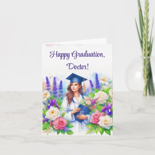 Vrouw Dokter Happy Afstuderen Medische School Kaart (Voorkant)