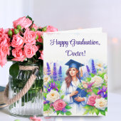 Vrouw Dokter Happy Afstuderen Medische School Kaart