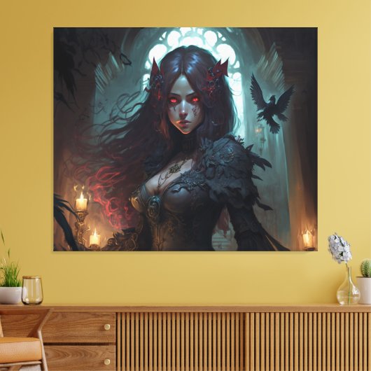 Vrouw donkerbruk Fantasy Anime Canvas Wall Art (Insitu (Woonkamer))