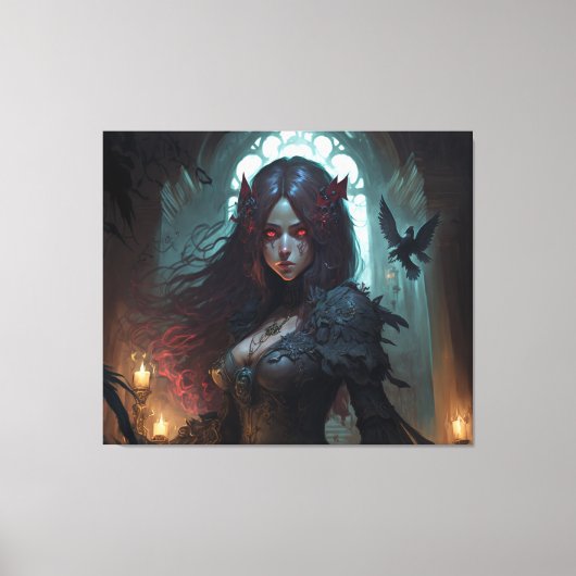 Vrouw donkerbruk Fantasy Anime Canvas Wall Art (Voorkant)