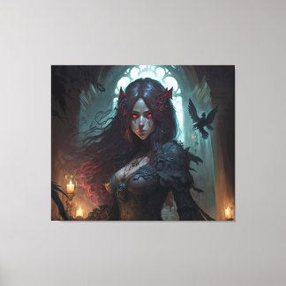 Vrouw donkerbruk Fantasy Anime Canvas Wall Art Afdruk