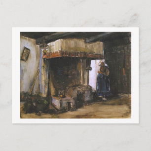 Vrouw door een Hearth (F1222) Van Gogh Fine Art Briefkaart
