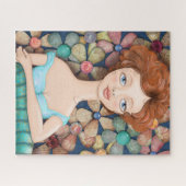 Vrouw door een voorzitter | Papieren bloemen Legpuzzel (Horizontaal)