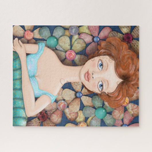 Vrouw door een voorzitter | Papieren bloemen Legpuzzel (Horizontaal)