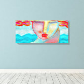 Vrouw door het Zee Abstract Digitaal Schilderen Canvas Afdruk (Insitu (Houten vloer))