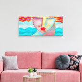 Vrouw door het Zee Abstract Digitaal Schilderen Canvas Afdruk (Insitu (Woonkamer))