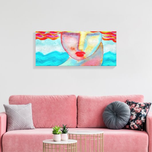 Vrouw door het Zee Abstract Digitaal Schilderen Canvas Afdruk (Insitu (Woonkamer))