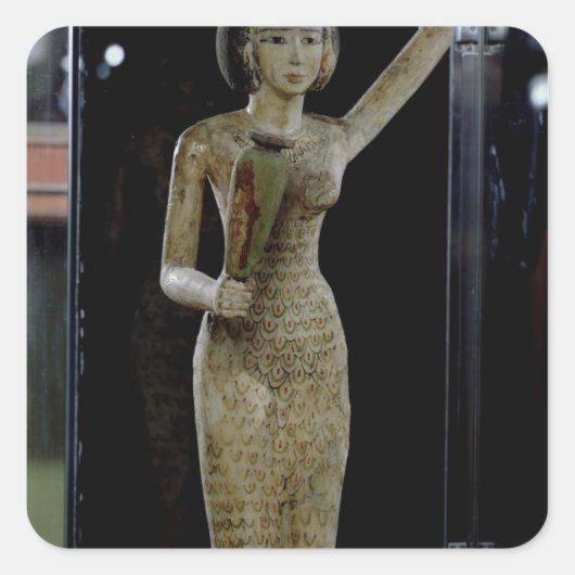 Vrouw drager van het aanbod dat water vervoert vierkante sticker (Voorkant)