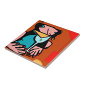 Vrouw Drink Abstract Cubisme Tegeltje (Zijkant)