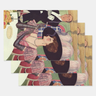 vrouw Drink champagne Roking Cigarette Inpakpapier Vel