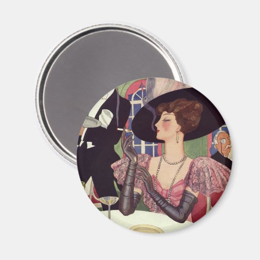  vrouw Drink champagne Roking Cigarette Magneet (Voorkant / Achterkant)