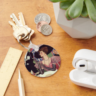  vrouw Drink champagne Roking Cigarette Sleutelhanger