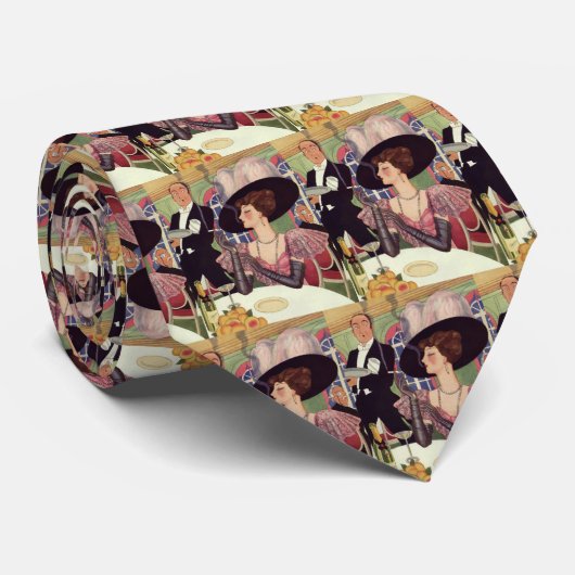  vrouw Drink champagne Roking Cigarette Stropdas (Opgerold)