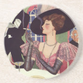  vrouw Drink champagne Roking Cigarette Zandsteen Onderzetter (Voorkant)