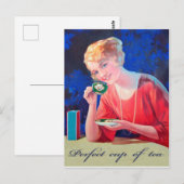 Vrouw drink een perfecte kopje thee,  briefkaart (Voorkant / Achterkant)